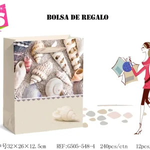 Pack 12 Bolsas Papel de Regalo 26x32x12,5cm Diseño Mar 3D-02-B