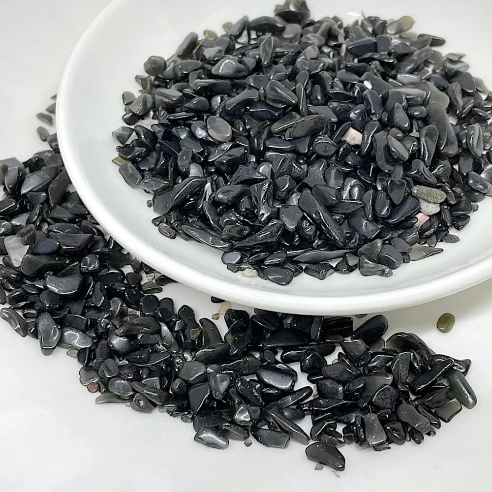Piedra Natural Picada Para Orgones 100gr | Obsidiana negra 609