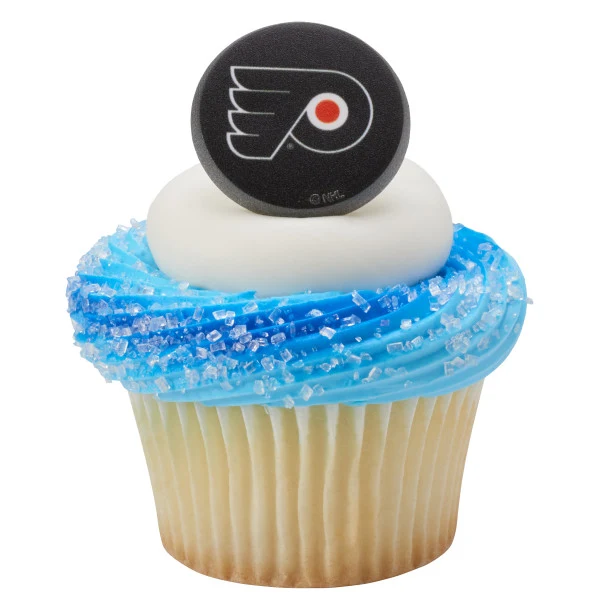 Anillos para cupcakes con diseño de disco del equipo Philadelphia Flyers de la NHL® A Birthday Place