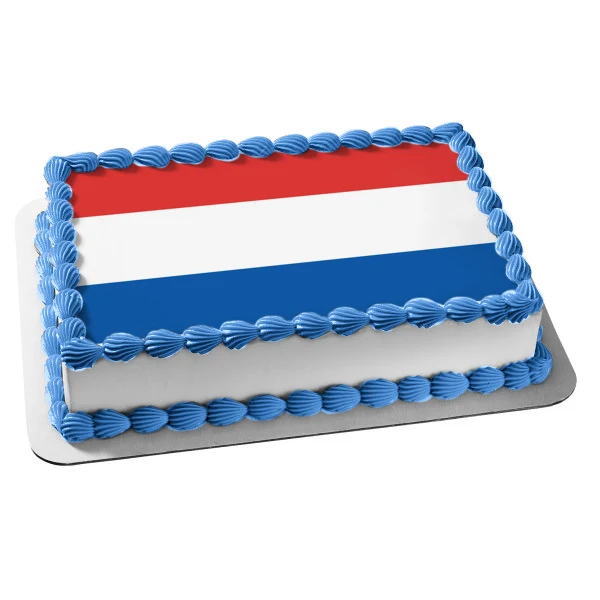 Bandera de los Países Bajos, rojo, azul, blanco, rayas, decoración comestible para tarta, imagen ABPID13465 A Birthday Place
