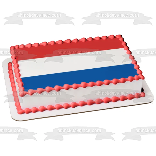 Bandera de los Países Bajos, rojo, azul, blanco, rayas, decoración comestible para tarta, imagen ABPID13465 A Birthday Place