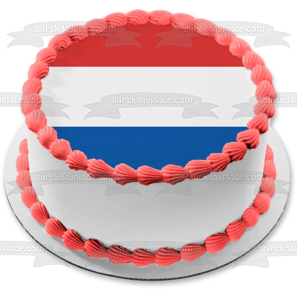 Bandera de los Países Bajos, rojo, azul, blanco, rayas, decoración comestible para tarta, imagen ABPID13465 A Birthday Place