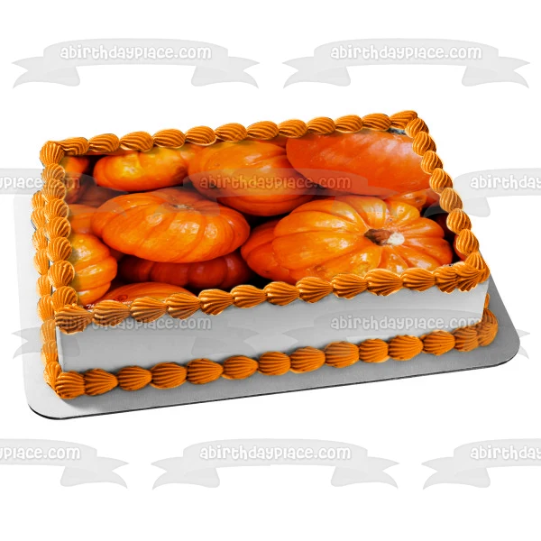 Calabazas Feliz Halloween Cosecha de otoño Imagen comestible para decoración de tarta ABPID52522 A Birthday Place