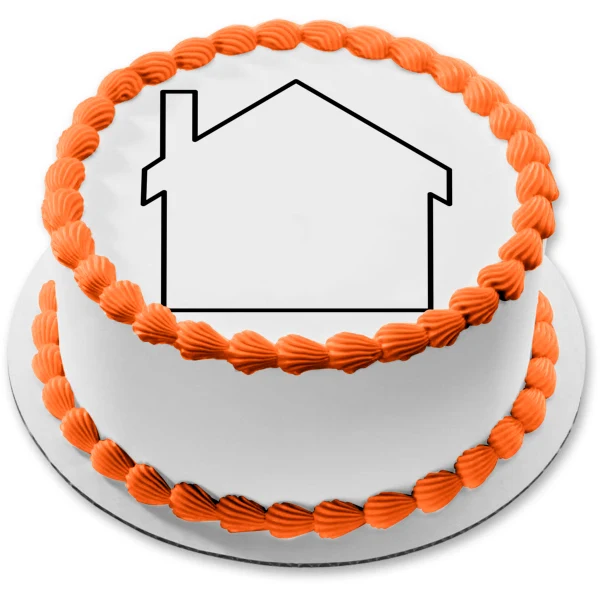 Decoración comestible para tarta con silueta de casa con chimenea, imagen ABPID11685 A Birthday Place