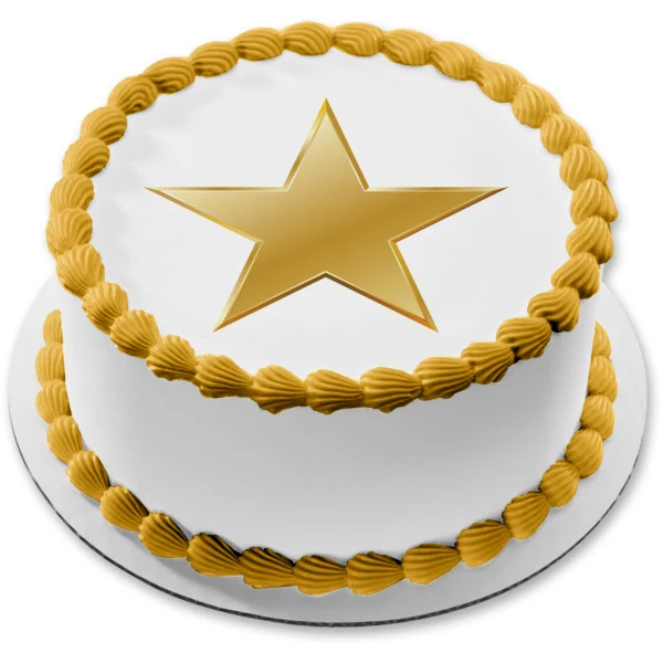 Imagen comestible para decoración de tarta con estrella dorada ABPID11702 A Birthday Place