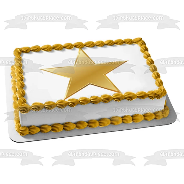 Imagen comestible para decoración de tarta con estrella dorada ABPID11702 A Birthday Place