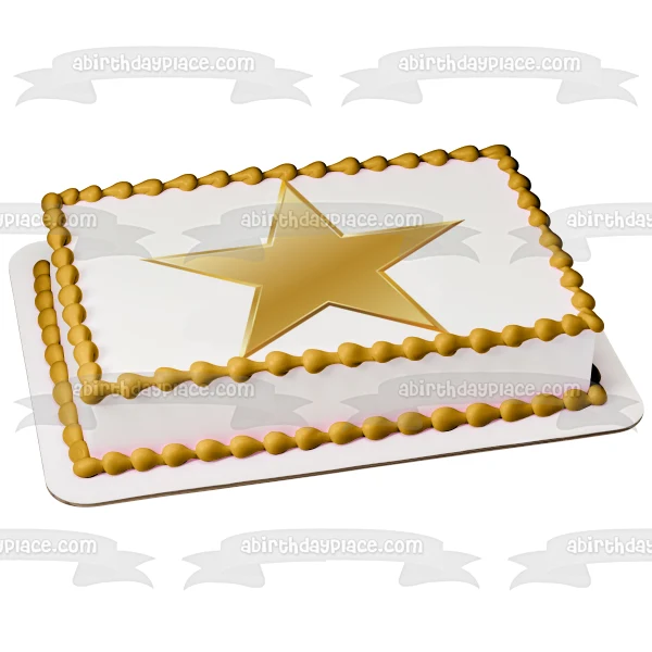 Imagen comestible para decoración de tarta con estrella dorada ABPID11702 A Birthday Place