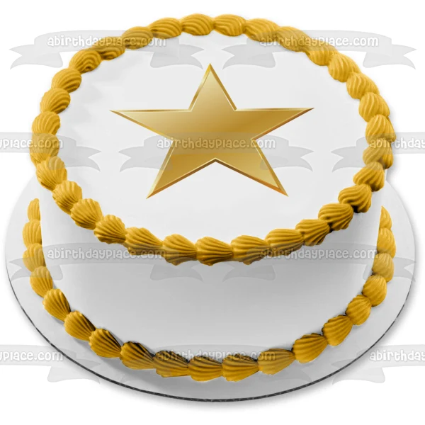 Imagen comestible para decoración de tarta con estrella dorada ABPID11702 A Birthday Place