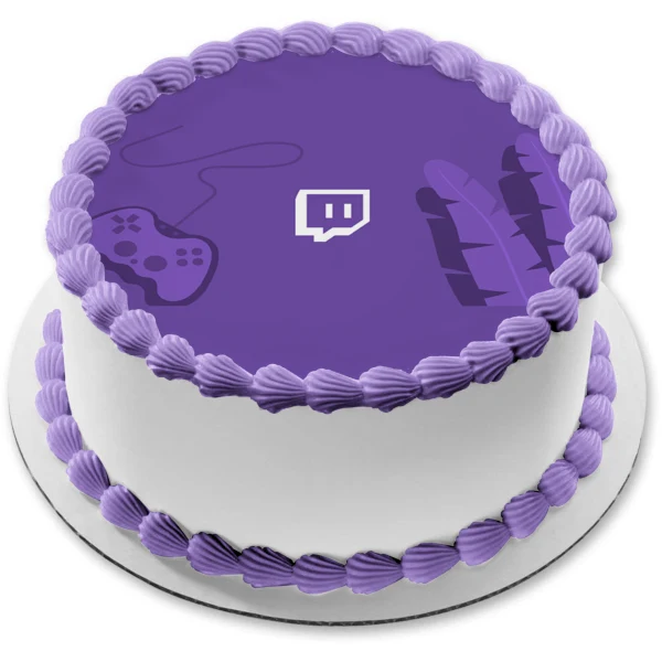 Imagen de decoración comestible para tarta con el logotipo de Twitch, servicio de transmisión de vídeo, ABPID52539 A Birth...