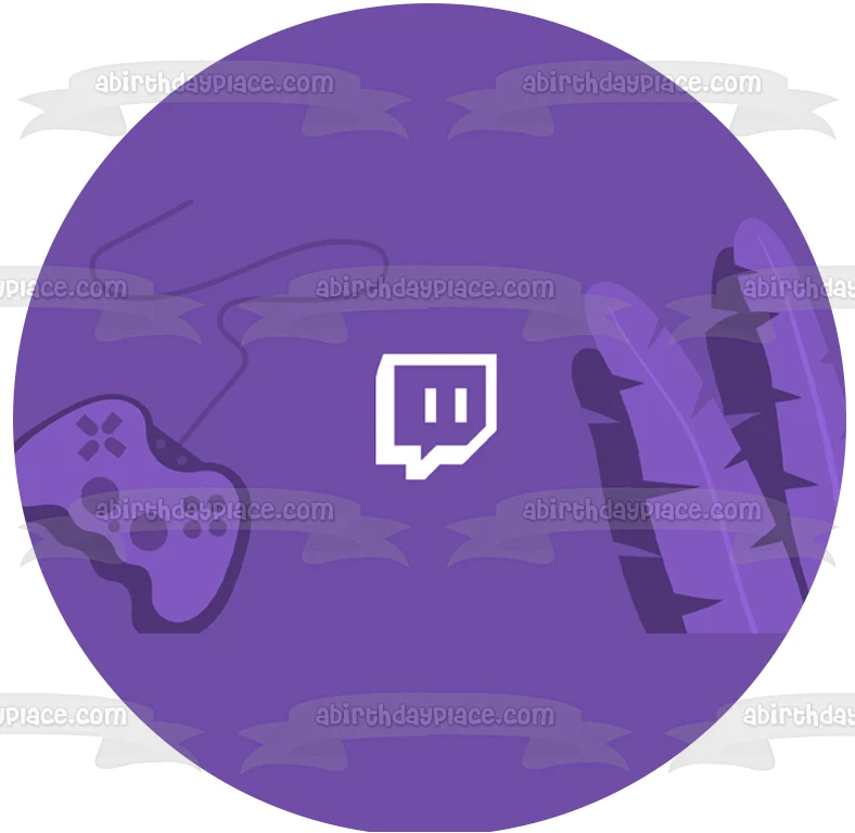 Imagen de decoración comestible para tarta con el logotipo de Twitch, servicio de transmisión de vídeo, ABPID52539 A Birth...