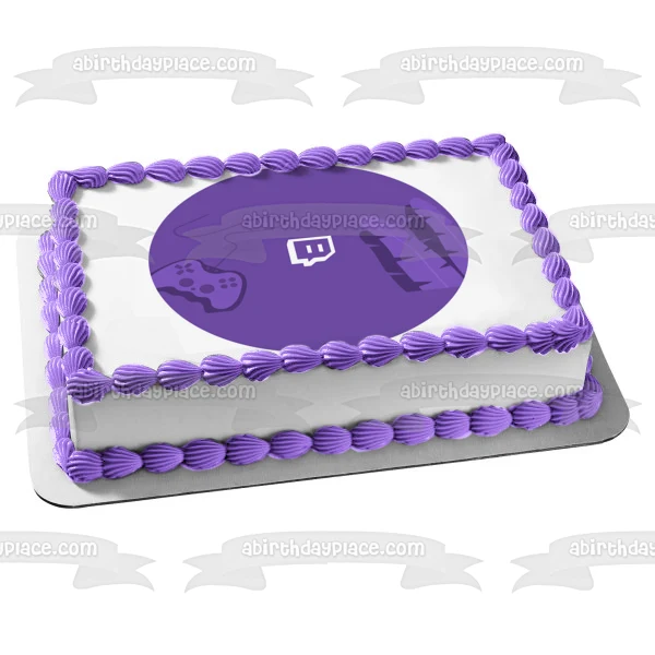 Imagen de decoración comestible para tarta con el logotipo de Twitch, servicio de transmisión de vídeo, ABPID52539 A Birth...