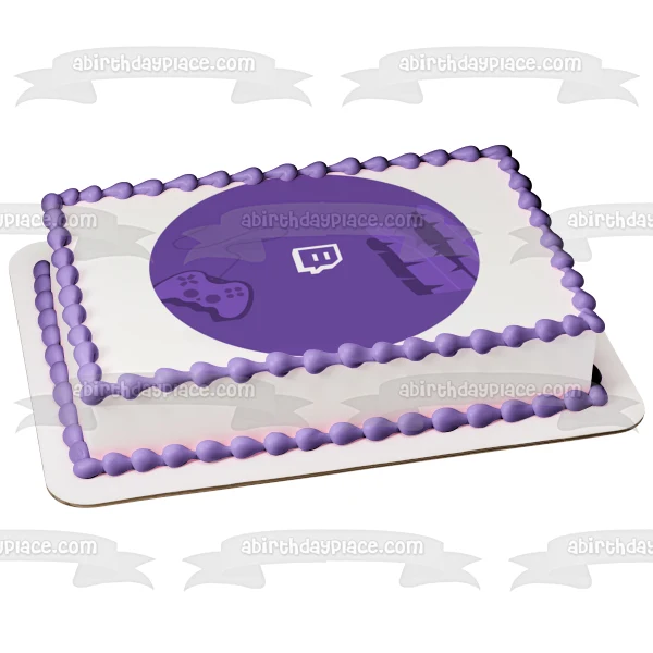 Imagen de decoración comestible para tarta con el logotipo de Twitch, servicio de transmisión de vídeo, ABPID52539 A Birth...