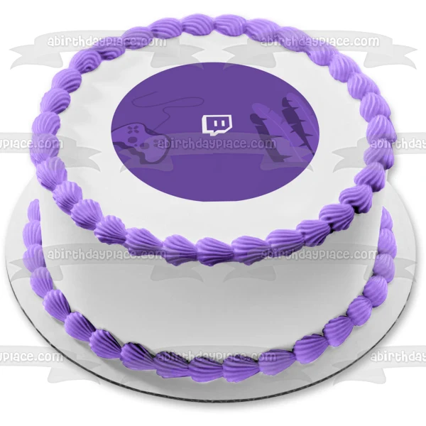 Imagen de decoración comestible para tarta con el logotipo de Twitch, servicio de transmisión de vídeo, ABPID52539 A Birth...