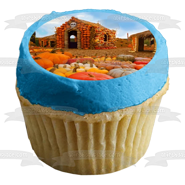 Imagen de decoración comestible para tarta de Happy Halloween Pumpkin Houses ABPID52692 A Birthday Place