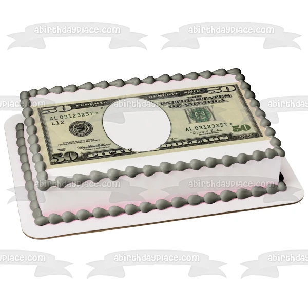 Marco de imagen comestible para decoración de tarta con billete de 50 dólares de los Estados Unidos de América ABPID09361...