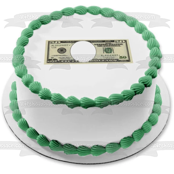 Marco de imagen comestible para decoración de tarta con billete de 50 dólares de los Estados Unidos de América ABPID09361...