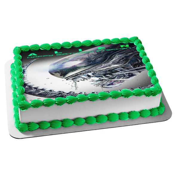 Póster de película alienígena, lema personalizable, decoración comestible para tarta, imagen ABPID52358 A Birthday Place