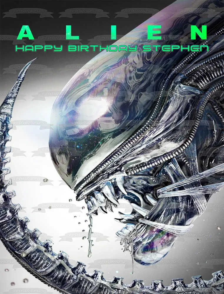 Póster de película alienígena, lema personalizable, decoración comestible para tarta, imagen ABPID52358 A Birthday Place