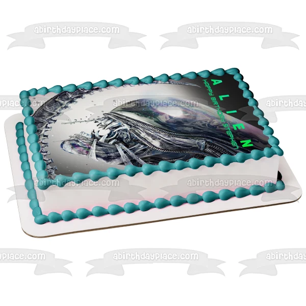 Póster de película alienígena, lema personalizable, decoración comestible para tarta, imagen ABPID52358 A Birthday Place