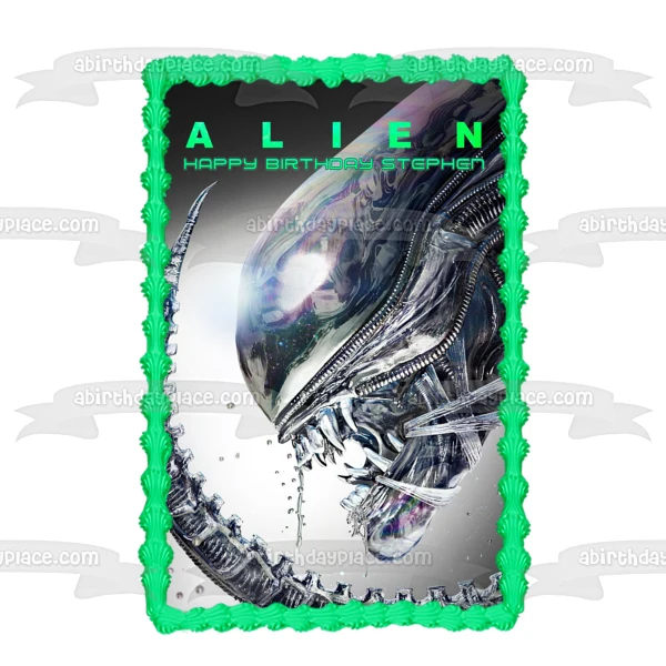 Póster de película alienígena, lema personalizable, decoración comestible para tarta, imagen ABPID52358 A Birthday Place
