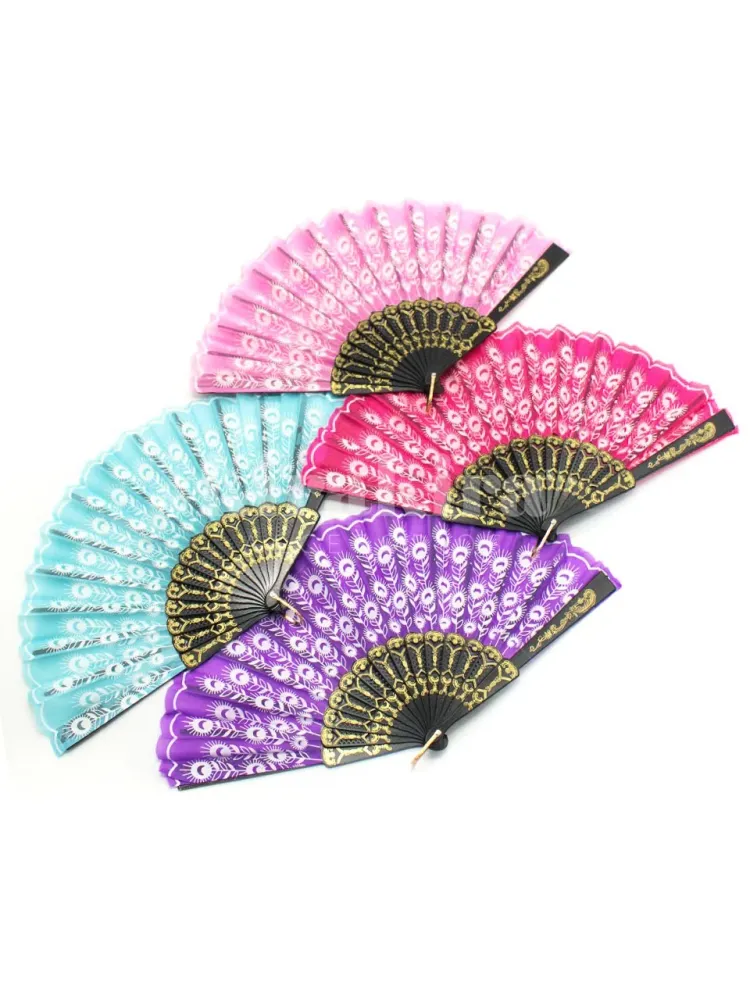Abanico Plastico Liso Estampado Flor 12 Unidades
