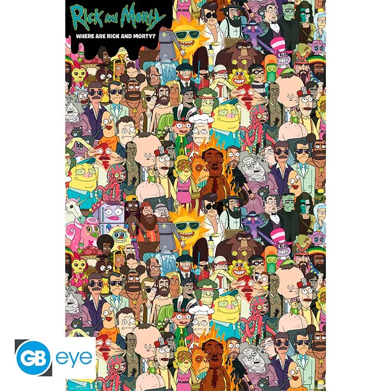 POSTER GRANDE 91.5X61 WHERE'S RICK RICK AND MORTY ABYSSE
