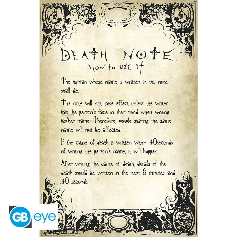 Poster Reglas Death Note 91,5 x 61 cms ABYSTYLE