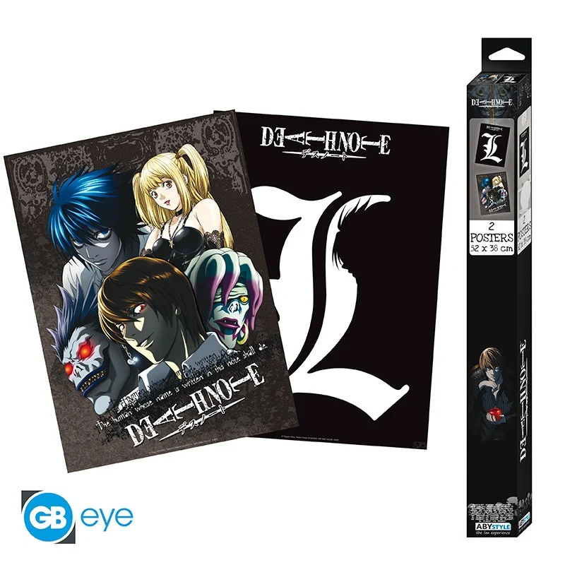 SET 2 CHIBI POSTERS DEATH NOTE L & GRUPO (52X38) ABYSTYLE