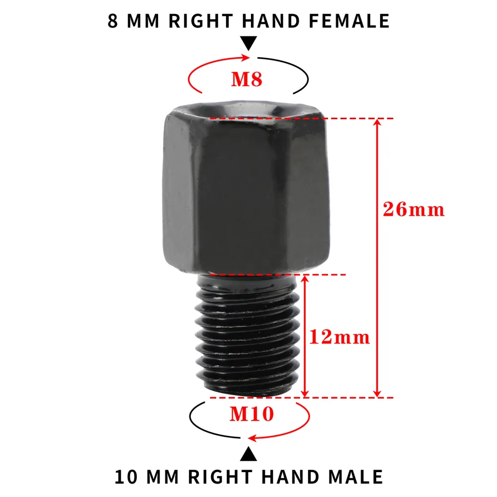 2 adaptadores universales de espejo para motocicleta y scooter de 8 mm estándar 10 mm estándar