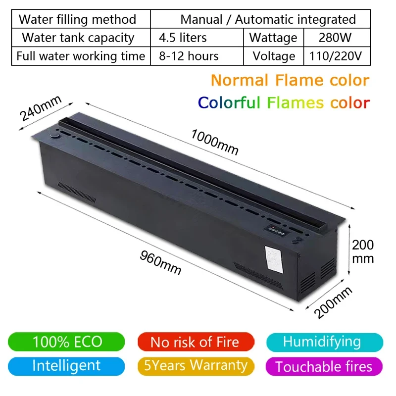 Chimenea 3D inteligente, humidificador de Vapor de agua, llama decorativa LED, pared de TV, sonido de leñ, chimenea eléctr...