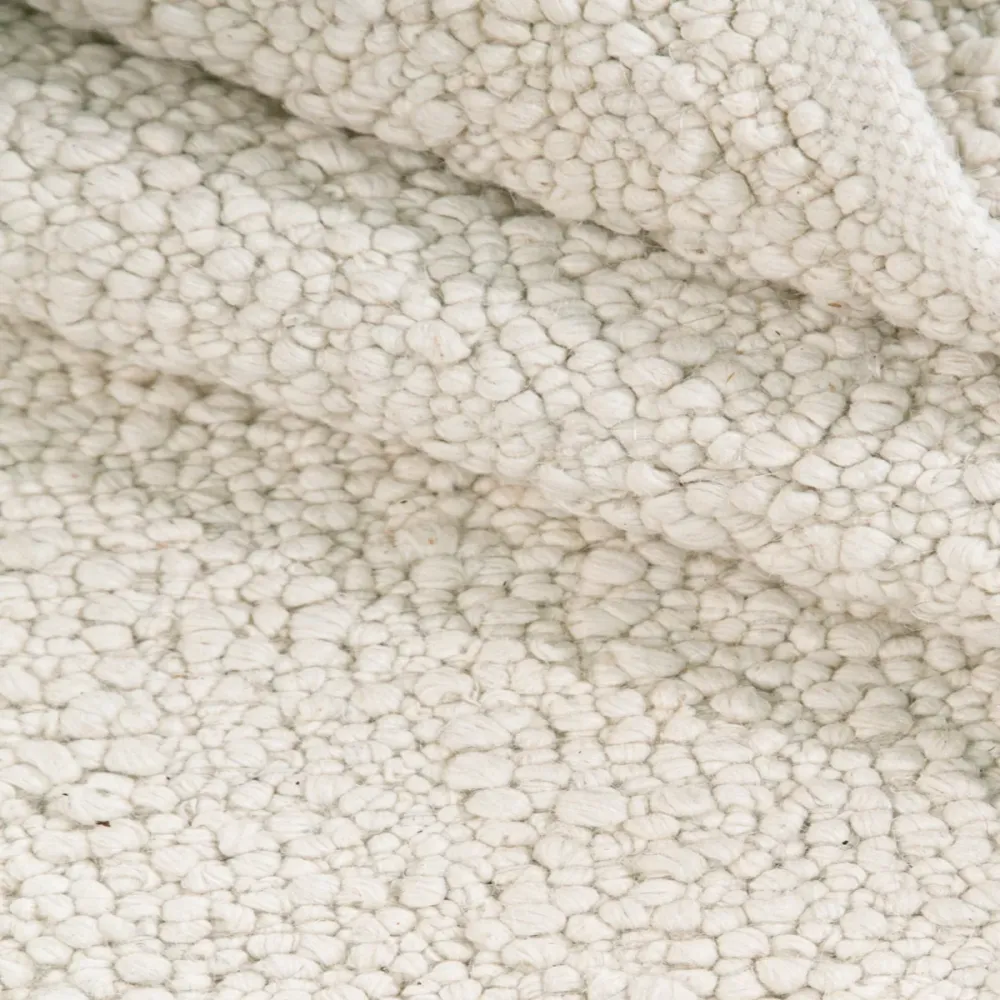 Alfombra hecha mano - Irregular - 100% lana natural - Blanco