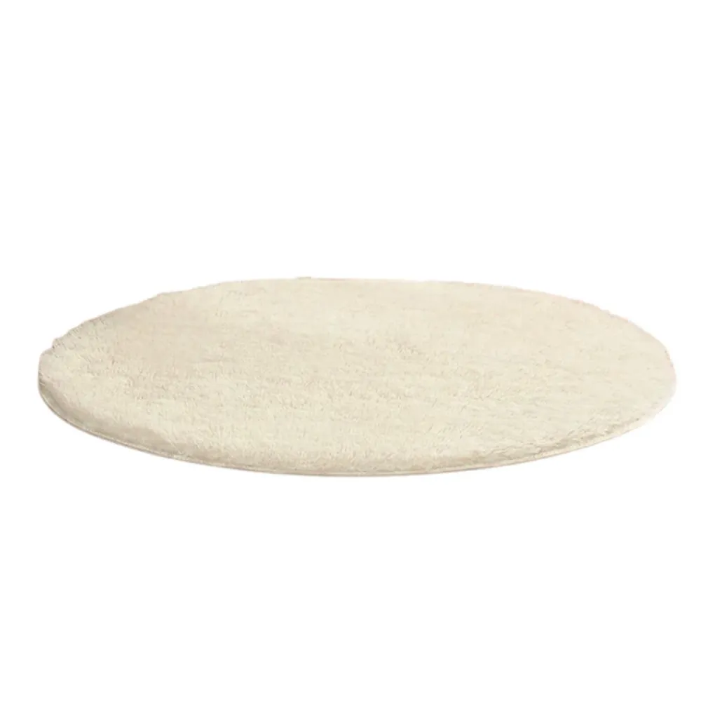 Alfombra Peluda Super Suave Redonda 1 MTS Crema