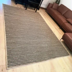 Alfombra yute raya negra