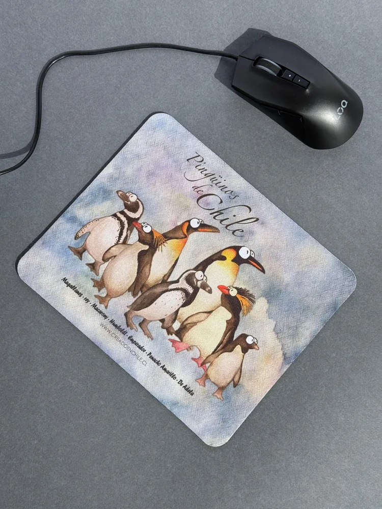 Mousepads de goma ilustrados - Pingüinos de Chile Alma Chilena