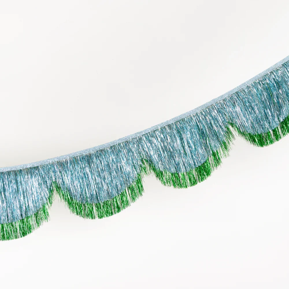 Guirnalda de flecos brillantes azul y verde Amate es