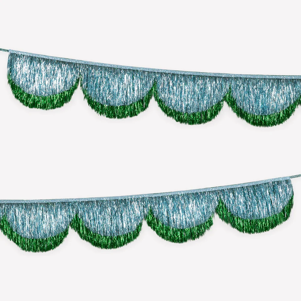 Guirnalda de flecos brillantes azul y verde Amate es