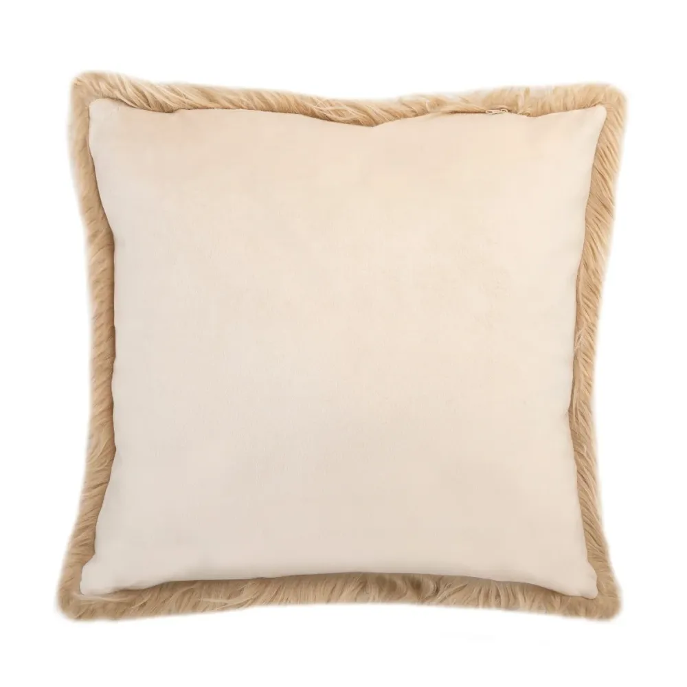 Cojín cuadrado de pelo beige 50x50 Andrea House