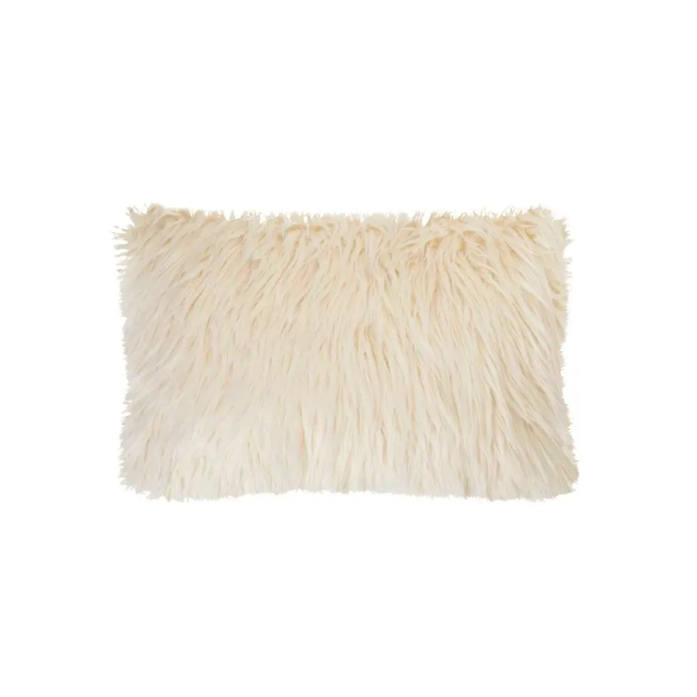 Cojín decorativo de pelo blanco Marfil 40x60 Andrea House