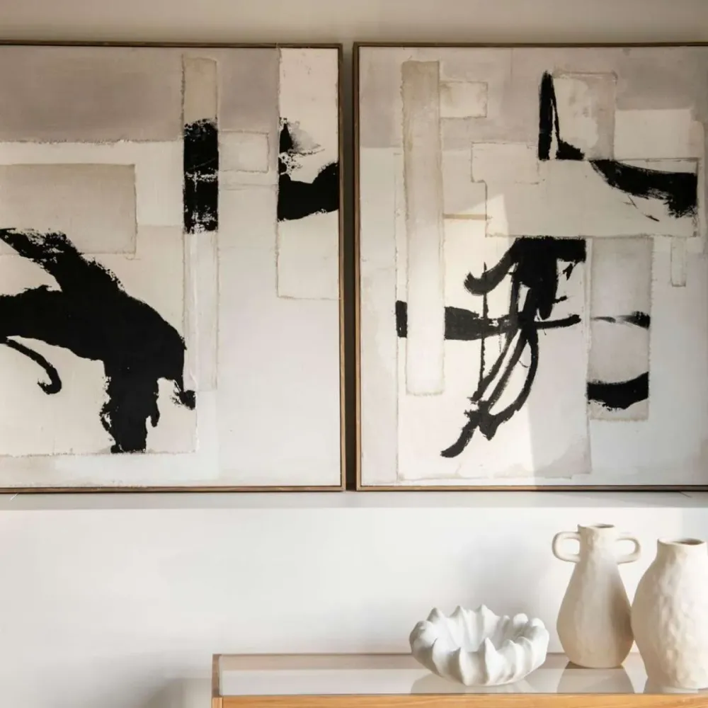 Cuadro abstracto blanco y negro Osaka 80 × 100 Andrea House