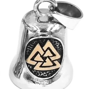 Campana de motocicleta<br> Símbolo vikingo de Valknut dorado Antre du Motard