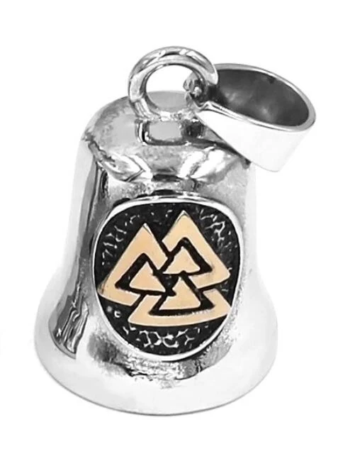 Campana de motocicleta Símbolo vikingo de Valknut dorado Antre du Motard