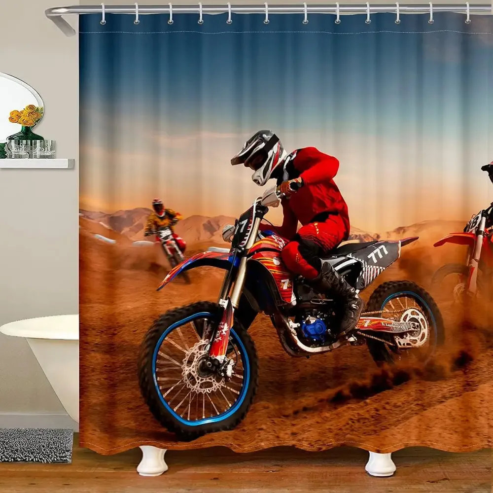 Cortina de ducha Motocross<br> En el desierto Antre du Motard