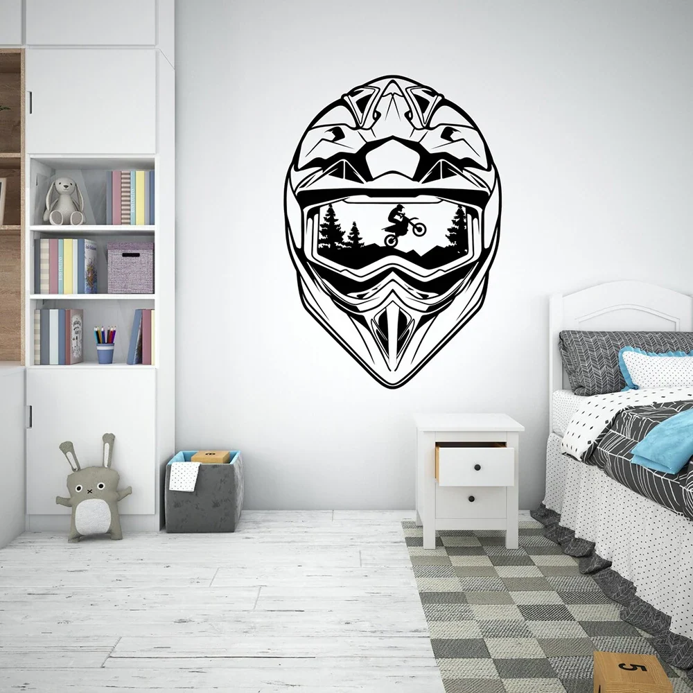 Etiqueta de la pared de la motocicleta Casco grande Antre du Motard