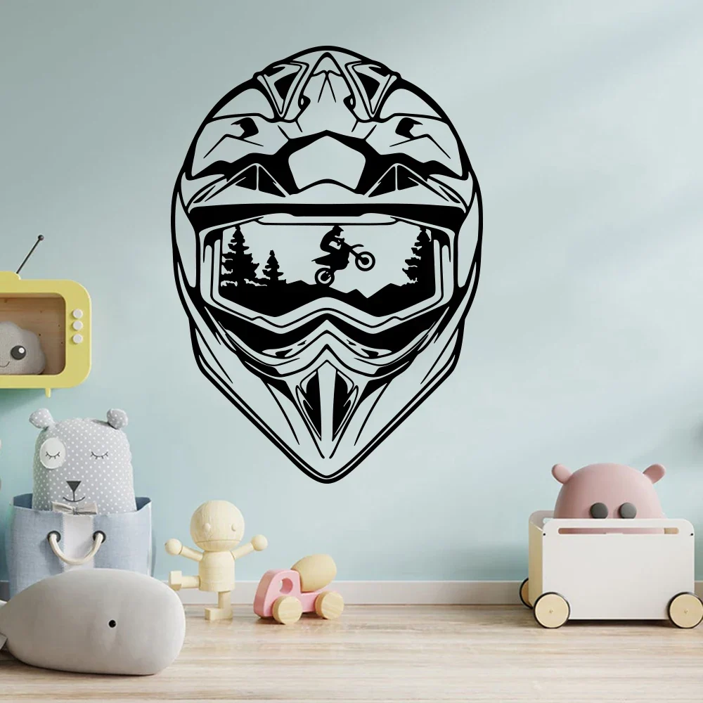 Etiqueta de la pared de la motocicleta Casco grande Antre du Motard