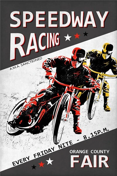 Póster Moto vintage carreras de velocidad Antre du Motard