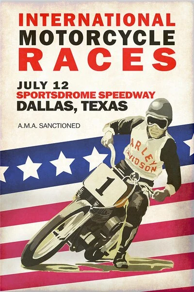 Póster Moto vintage Texas Antre du Motard