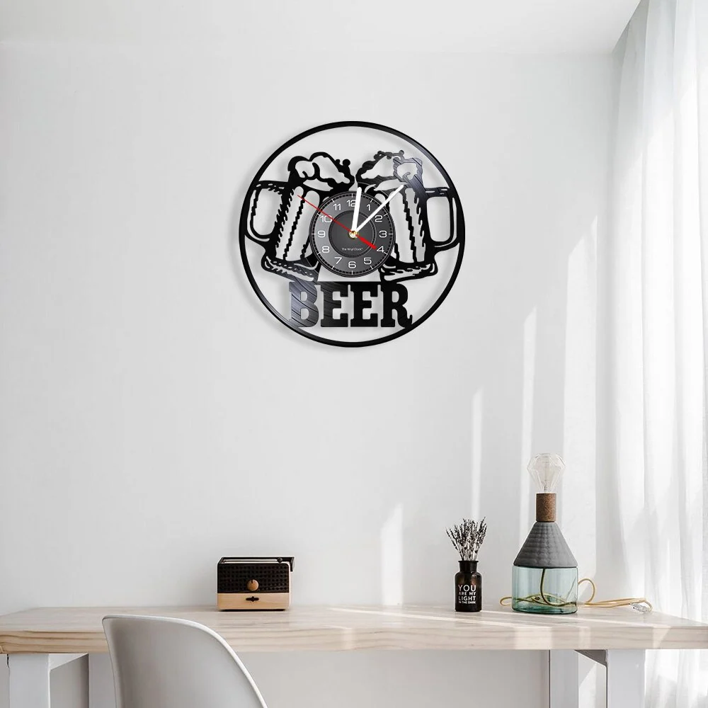 Reloj de pared motero Dúo de jarras de cerveza Antre du Motard