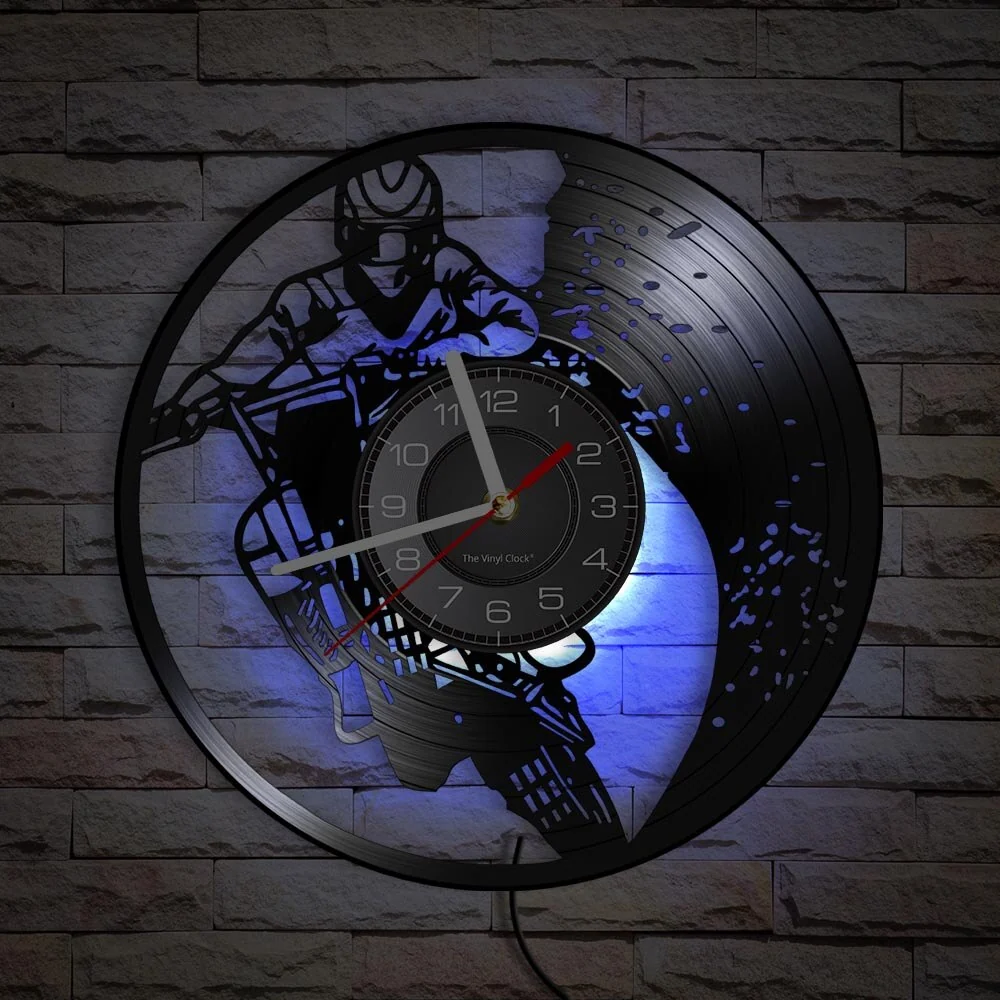 Reloj de pared Moto Cross<br> Rueda trasera (LED) Antre du Motard