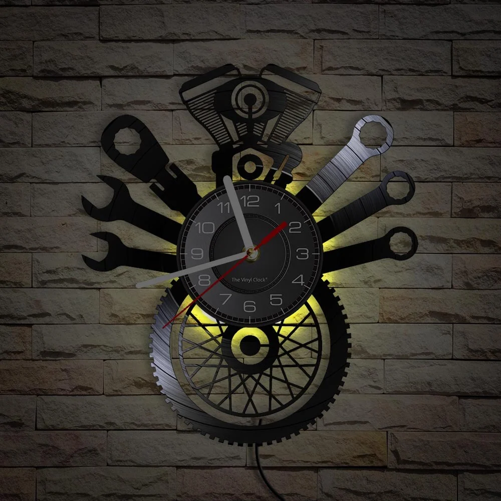 Reloj de pared de motocicleta Herramientas para moteros (LED) Antre du Motard