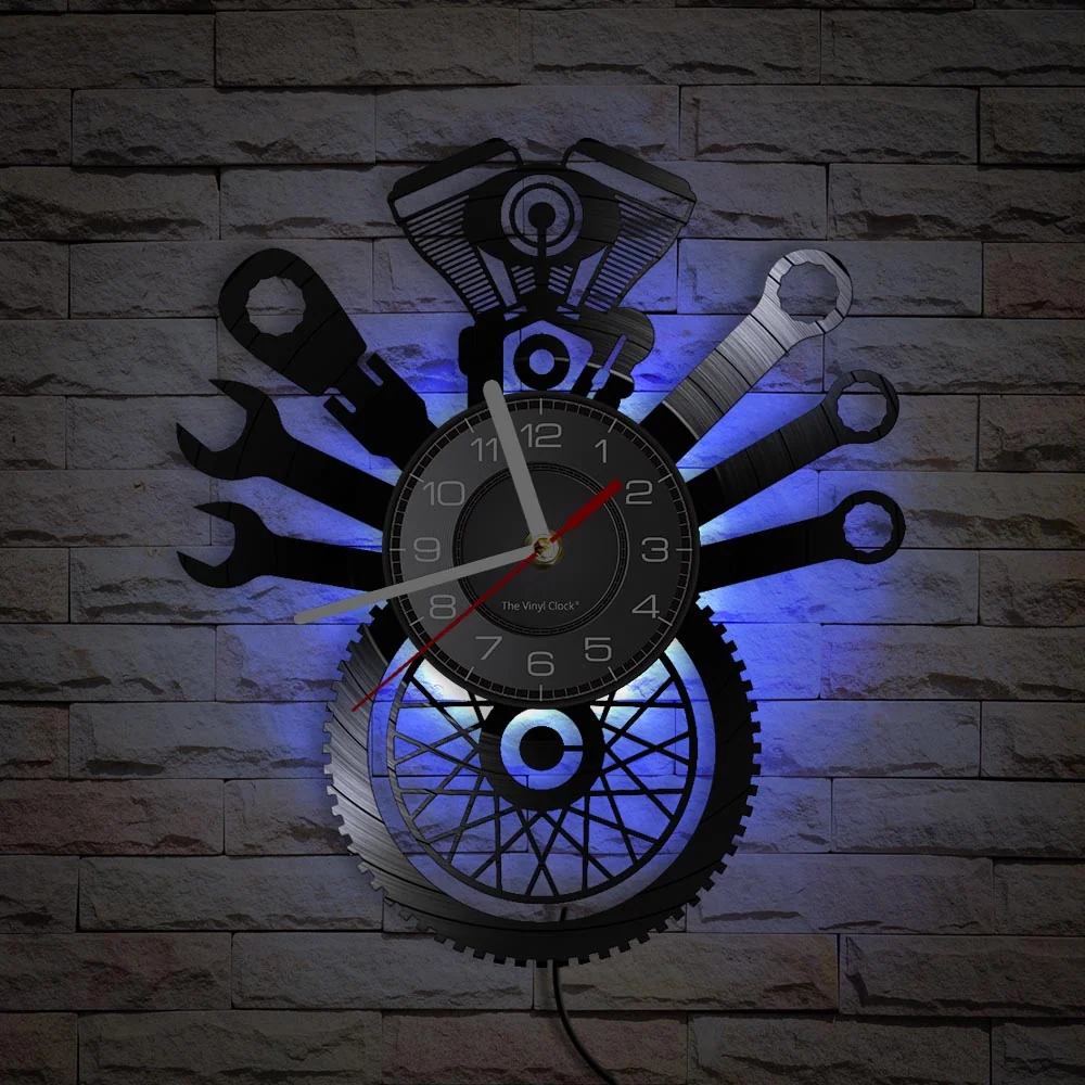 Reloj de pared de motocicleta Herramientas para moteros (LED) Antre du Motard